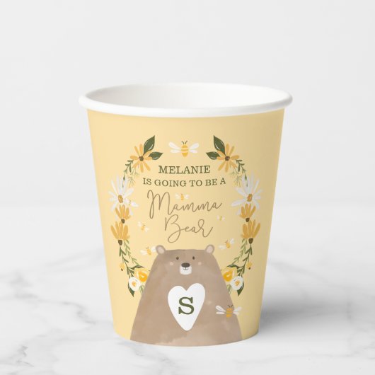 Floral Honey Beer Baby shower Wildflowers & Bees Papieren Bekers (Voorkant)