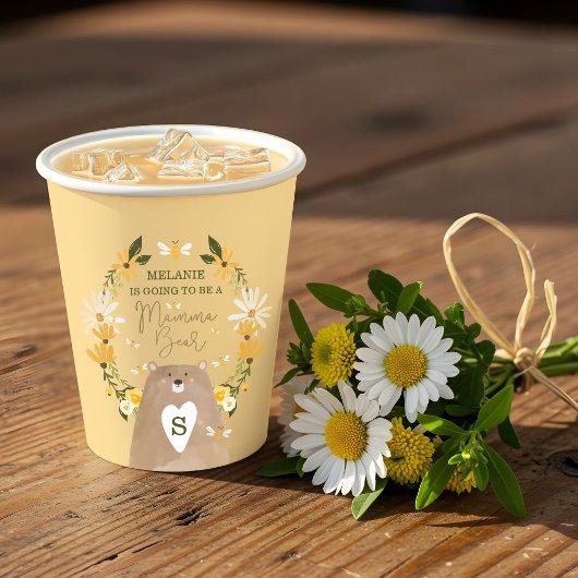Floral Honey Beer Baby shower Wildflowers & Bees Papieren Bekers