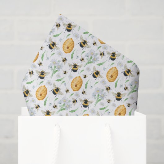 Floral Honey Bees Tissue Paper Tissuepapier (Cadeauzakje)