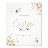 Floral Honey Bumble Bee Baby shower Aangepast bord Foto Afdruk (Voorkant)