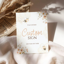 Floral Honey Bumble Bee Baby shower Aangepast bord Foto Afdruk
