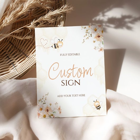 Floral Honey Bumble Bee Baby shower Aangepast bord Foto Afdruk