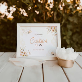 Floral Honey Bumble Bee Baby shower Aangepast bord Foto Afdruk