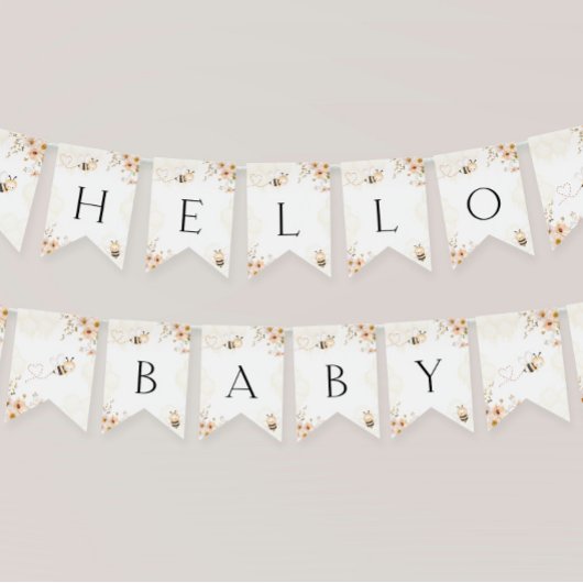 Floral Honey Bumble Bee Baby shower Vlaggetjes