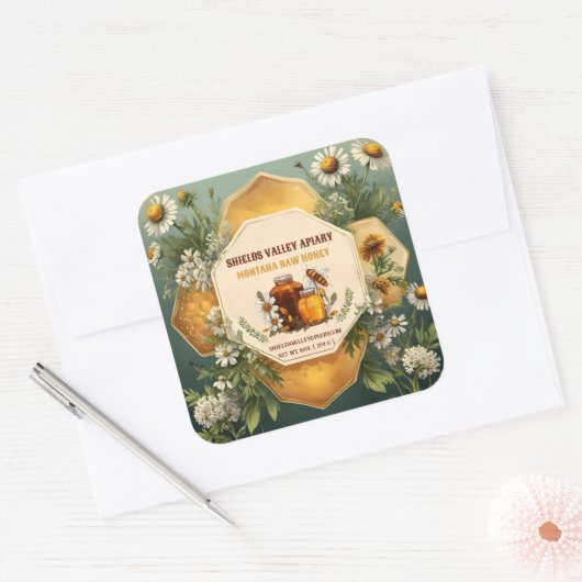 Floral Honey Jar Custom Label (Envelop)