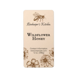 Floral Honeybee Bleek Oranje Apiary Product Etiket