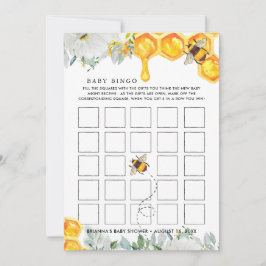 Floral Honeycomb | Bee Baby shower Bingo Kaart