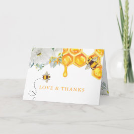 Floral Honeycomb Bumble Bee Baby shower Hartelijk Bedankkaart