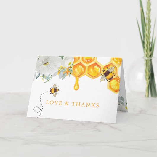 Floral Honeycomb Bumble Bee Baby shower Hartelijk  Bedankkaart (Voorkant)