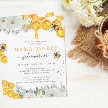 Floral Honeycomb Bumble Bee Baby shower Invitation
