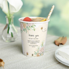 Floral Honeycomb Bumble Bee Baby shower papieren b Bekers