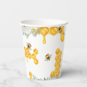 Floral Honeycomb Bumble Bee Baby shower Papieren Bekers (Achterkant)