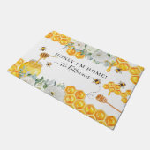 Floral Honeycomb Bumble Bee | Monogram Deurmat (Schuin)
