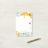 Floral Honeycomb Bumble Bee Monogram Gepersonalise Post-it® Notes (Op bureau)