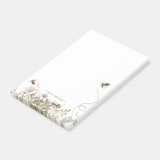 Floral Honeycomb Bumble Bee Monogram Gepersonalise Post-it® Notes (Schuin)