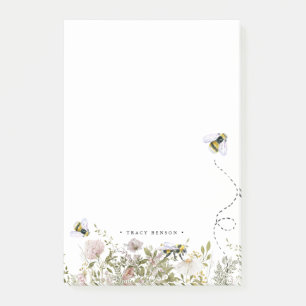 Floral Honeycomb Bumble Bee Monogram Gepersonalise Post-it® Notes