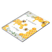Floral Honeycomb Bumble Bee | Monogram Notitieboek (Linkerzijde)