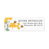 Floral Honeycomb Bumble Bee | Retouradres Baby Etiket (Voorkant)