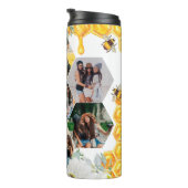 Floral Honeycomb | Foto-collage en -monogram Thermosbeker (Geroteerd rechts)