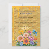 Floral Honeycomb Honingbij Honey Drip Baby shower Kaart (Voorkant)