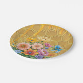 Floral Honeycomb Honingbij Honey Drip Baby shower Papieren Bordje (Gekanteld)