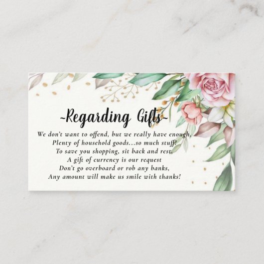 Floral Honeymoon Fund In plaats van Gifts Kaarten (Voorkant)