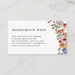 Floral Honeymoon Wish Informatiekaartje<br><div class="desc">Onze Floral Honeymoon Wish Enclosure Kaart is de perfecte manier om uw vreugdevolle evenement te delen! Deze moderne bijzetkaart is uniek en grillig en heeft prachtige rustieke boho chique handgeschilderde waterverf bloemblaadjes in kleuren van donkerblauw, helderroze, blush roze, goudgeel, levendig rood en salie groene blaadjes die perfect zijn voor bruiloften...</div>