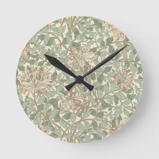 floral Honeysuckle Pattern Ronde Klok (Voorkant)