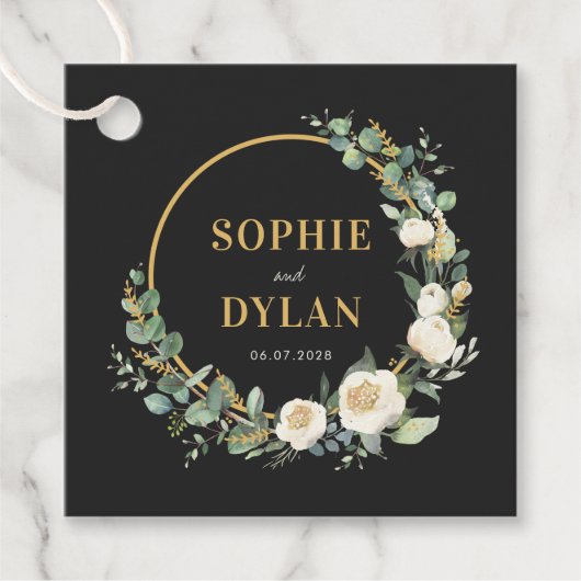 Floral Hoop Bewerkbare Kleur Bruiloft Favor Labels (Voorkant)
