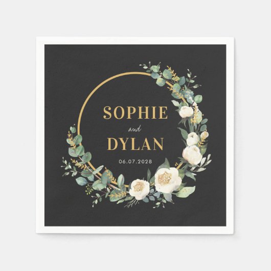 Floral Hoop bewerkbare kleur bruiloft servetten (Voorkant)