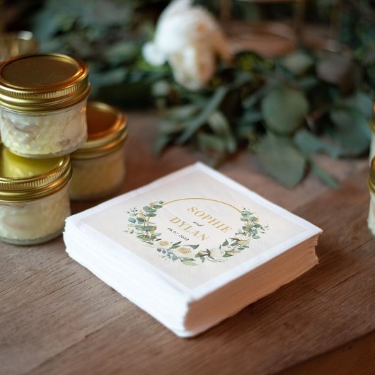 Floral Hoop bewerkbare kleur bruiloft servetten