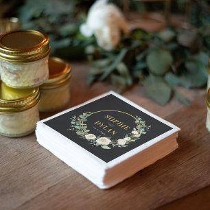 Floral Hoop bewerkbare kleur bruiloft servetten