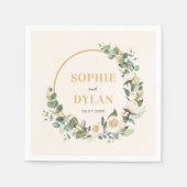 Floral Hoop bewerkbare kleur bruiloft servetten (Voorkant)