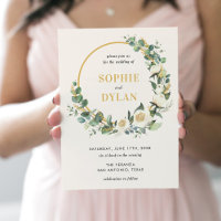 Floral Hoop bewerkbare kleur bruiloft uitnodiging
