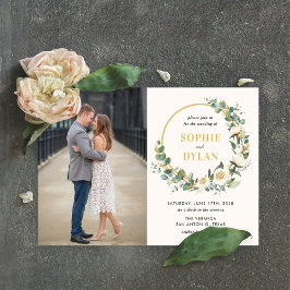 Floral Hoop bewerkbare kleur foto bruiloft Kaart