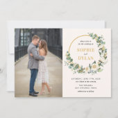 Floral Hoop bewerkbare kleur foto bruiloft Kaart (Voorkant)