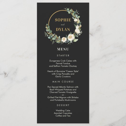 Floral Hoop EDITABLE KLEUR Bruiloft Menu Kaart (Voorkant)