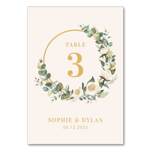 Floral Hoop EDITABLE KLEUR Trouwtafel nummer Kaart (Voorkant)
