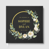 Floral Hoop Elegant Wedding Bewerkbare Kleur Gastenboek (Voorkant)