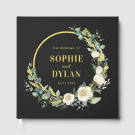 Floral Hoop Elegant Wedding Bewerkbare Kleur Gastenboek