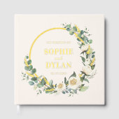 Floral Hoop Elegant Wedding Bewerkbare Kleur Gastenboek (Voorkant)