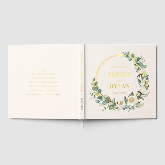 Floral Hoop Elegant Wedding Bewerkbare Kleur Gastenboek (Volledig)