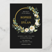 Floral Hoop FOLIE bewerkbare kleur bruiloft uitnod Folie Uitnodiging (Voorkant)