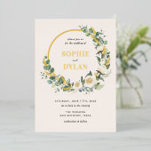 Floral Hoop FOLIE bewerkbare kleur bruiloft uitnod Uitnodiging (Staand Voorkant)