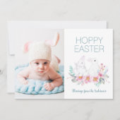 Floral Hoppy Easter Bunny 1 Foto Holiday Kaart (Voorkant)