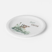 Floral Hoppy Easter Bunny Waterverf Papieren Bordje (Gekanteld)