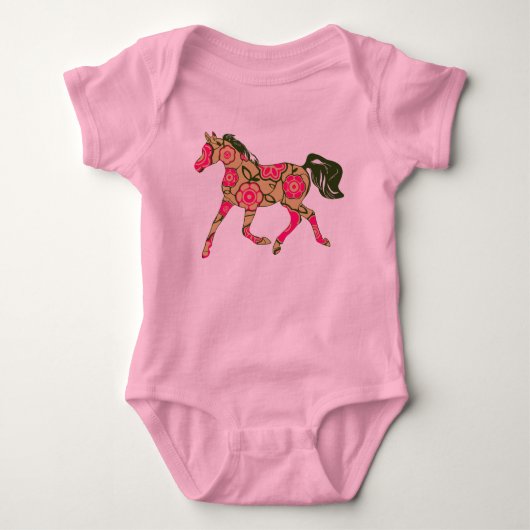 Floral Horse Baby Creeper Romper (Voorkant)