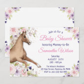 Floral Horse Baby shower Party Kaart (Voorkant / Achterkant)
