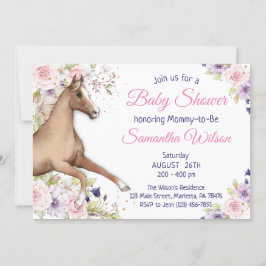 Floral Horse Baby shower Party Kaart