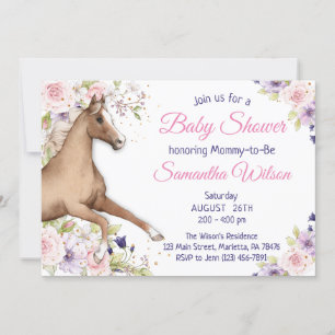 Floral Horse Baby shower Party Kaart